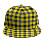 Yellow Black And Navy Plaid Print Snapback Cap