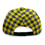 Yellow Black And Navy Plaid Print Snapback Cap