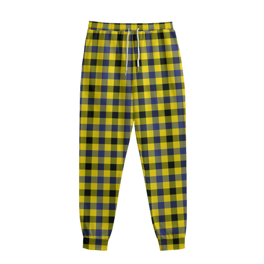 Yellow Black And Navy Plaid Print Sweatpants