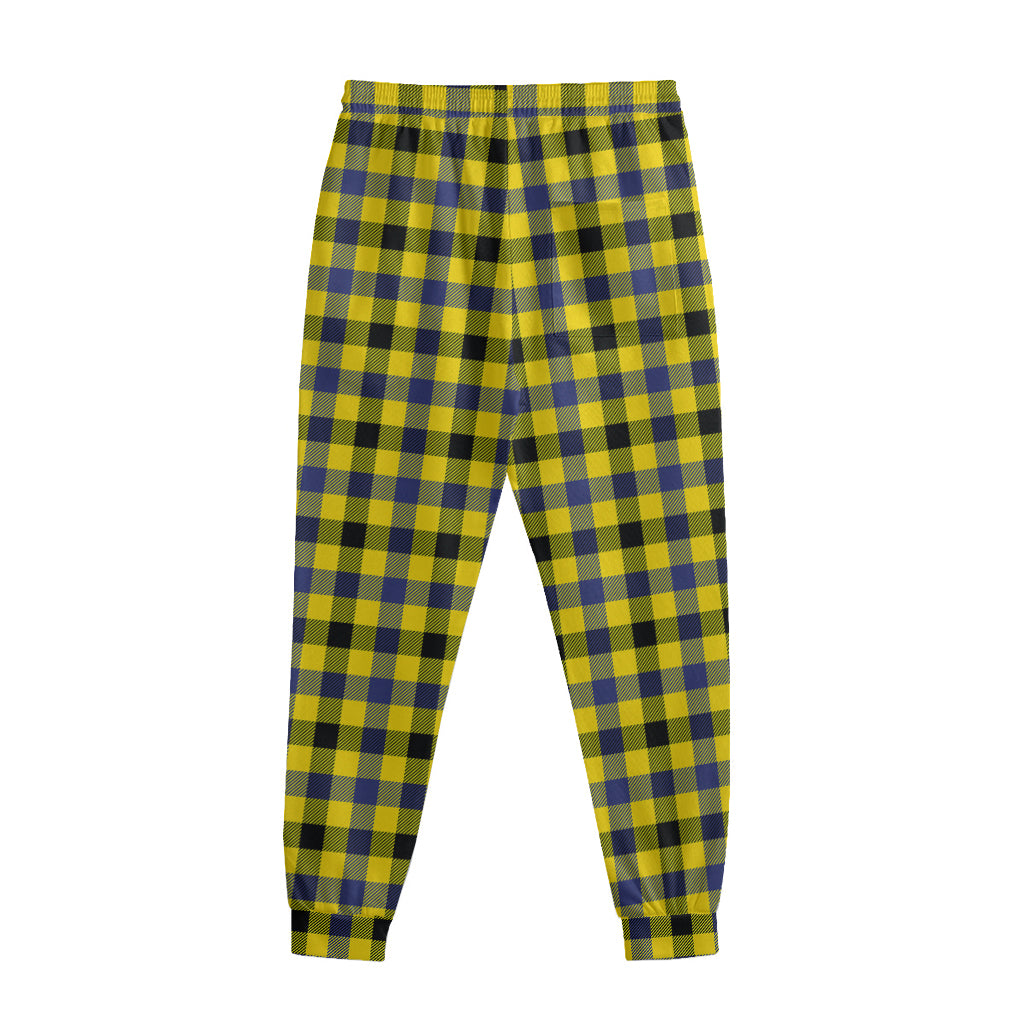 Yellow Black And Navy Plaid Print Sweatpants