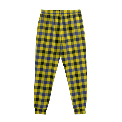 Yellow Black And Navy Plaid Print Sweatpants
