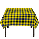 Yellow Black And Navy Plaid Print Tablecloth