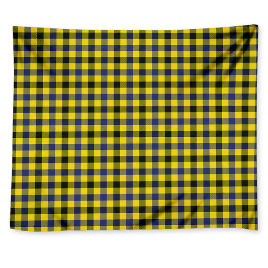 Yellow Black And Navy Plaid Print Tapestry