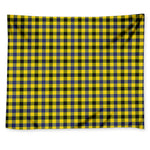 Yellow Black And Navy Plaid Print Tapestry