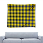Yellow Black And Navy Plaid Print Tapestry