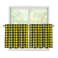 Yellow Black And Navy Plaid Print Tier Curtains