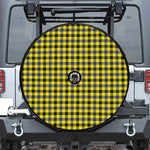 Yellow Black And Navy Plaid Print Tire Cover With Camera Hole