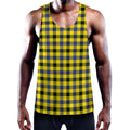 Yellow Black And Navy Plaid Print Men's Workout Tank Top