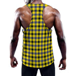 Yellow Black And Navy Plaid Print Training Tank Top