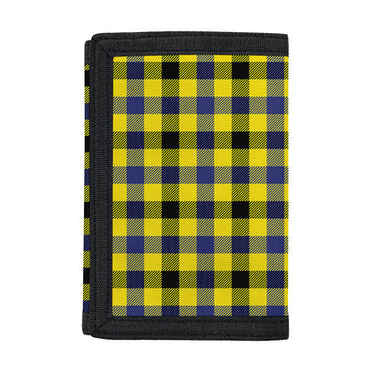 Yellow Black And Navy Plaid Print Trifold Wallet