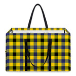 Yellow Black And Navy Plaid Print Utility Tote Bag