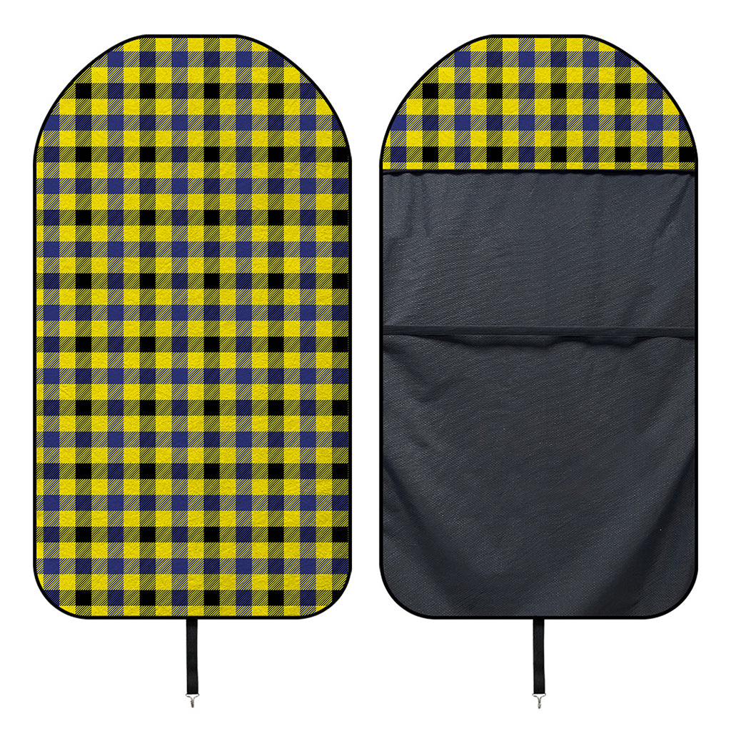 Yellow Black And Navy Plaid Print Waterproof Car Seat Cover
