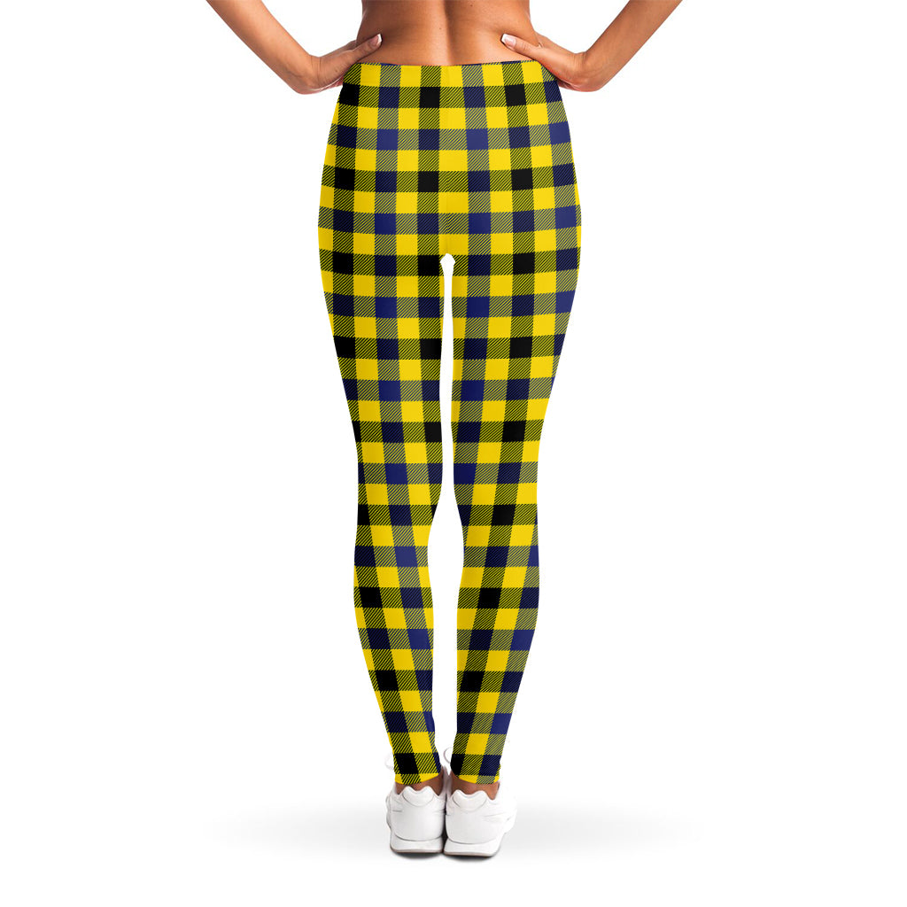 Yellow Black And Navy Plaid Print Women's Leggings