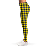 Yellow Black And Navy Plaid Print Women's Leggings