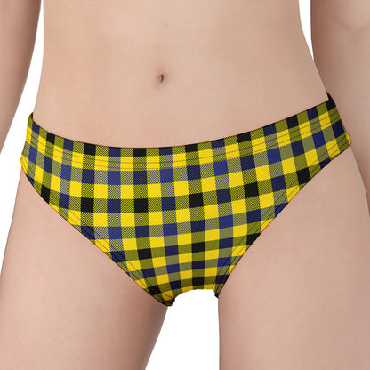 Yellow Black And Navy Plaid Print Women's Panties