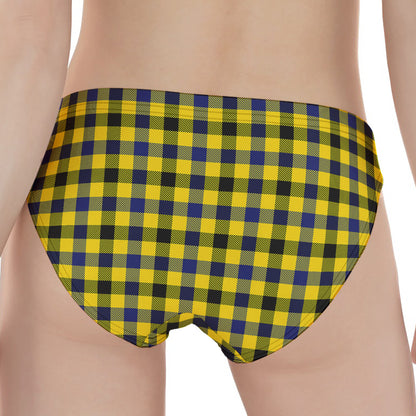 Yellow Black And Navy Plaid Print Women's Panties