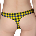 Yellow Black And Navy Plaid Print Women's Thong