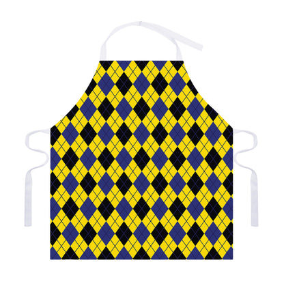 Yellow Blue And Black Argyle Print Adjustable Apron