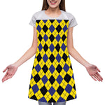 Yellow Blue And Black Argyle Print Adjustable Apron