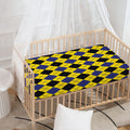 Yellow Blue And Black Argyle Print Baby Crib Sheet