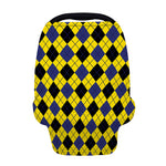 Yellow Blue And Black Argyle Print Baby Seat Cover