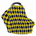 Yellow Blue And Black Argyle Print Baby Seat Cover
