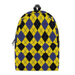 Yellow Blue And Black Argyle Print Backpack