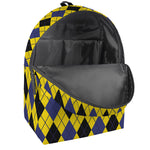 Yellow Blue And Black Argyle Print Backpack