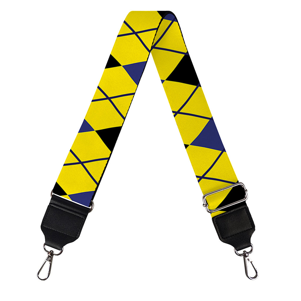 Yellow Blue And Black Argyle Print Bag Strap