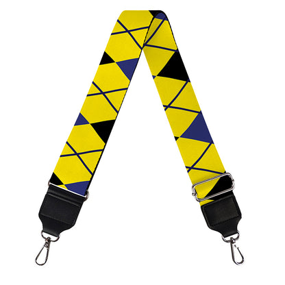 Yellow Blue And Black Argyle Print Bag Strap