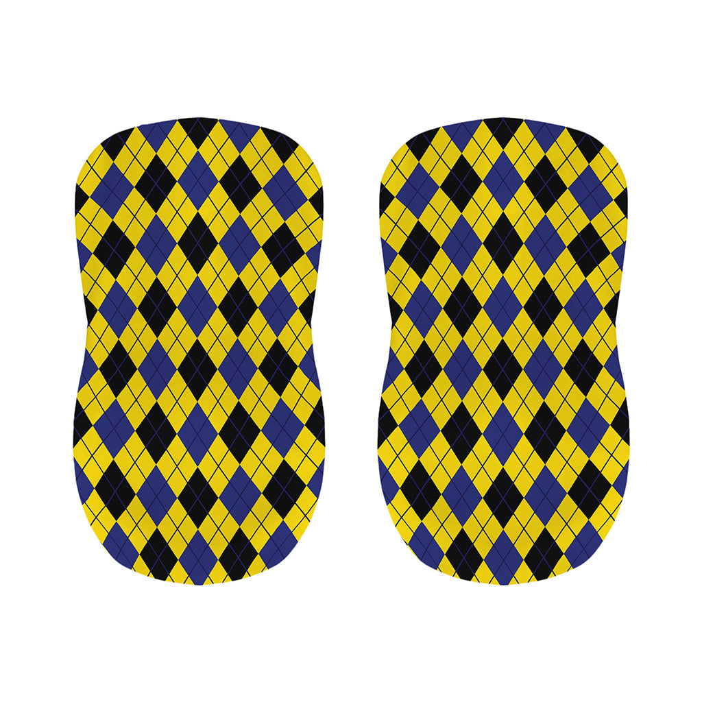 Yellow Blue And Black Argyle Print Bar Stool Covers