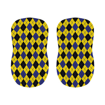 Yellow Blue And Black Argyle Print Bar Stool Covers