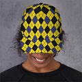 Yellow Blue And Black Argyle Print Baseball Cap