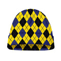 Yellow Blue And Black Argyle Print Beanie