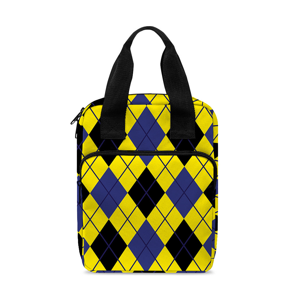 Yellow Blue And Black Argyle Print Bible Tote Bag