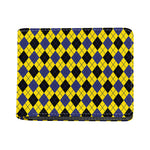 Yellow Blue And Black Argyle Print Bifold Wallet