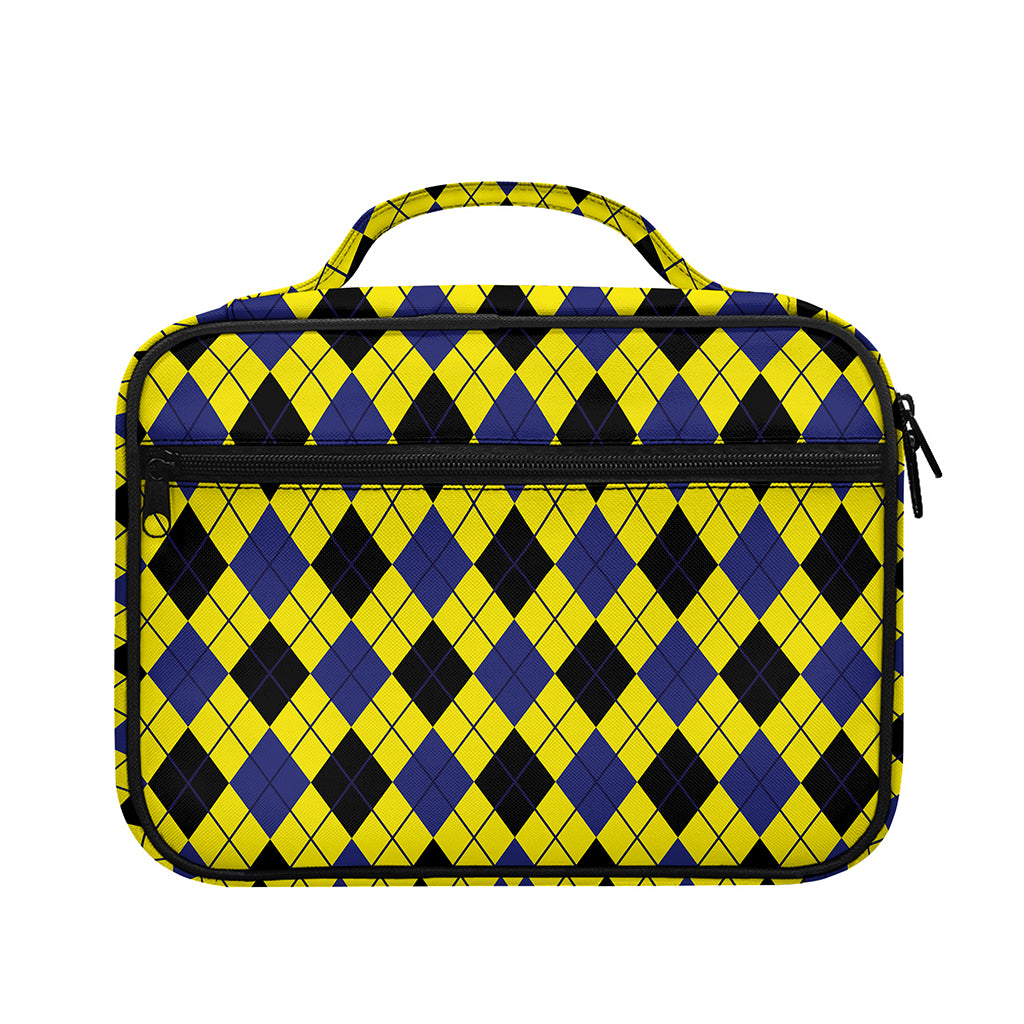 Yellow Blue And Black Argyle Print Briefcase Bible Bag