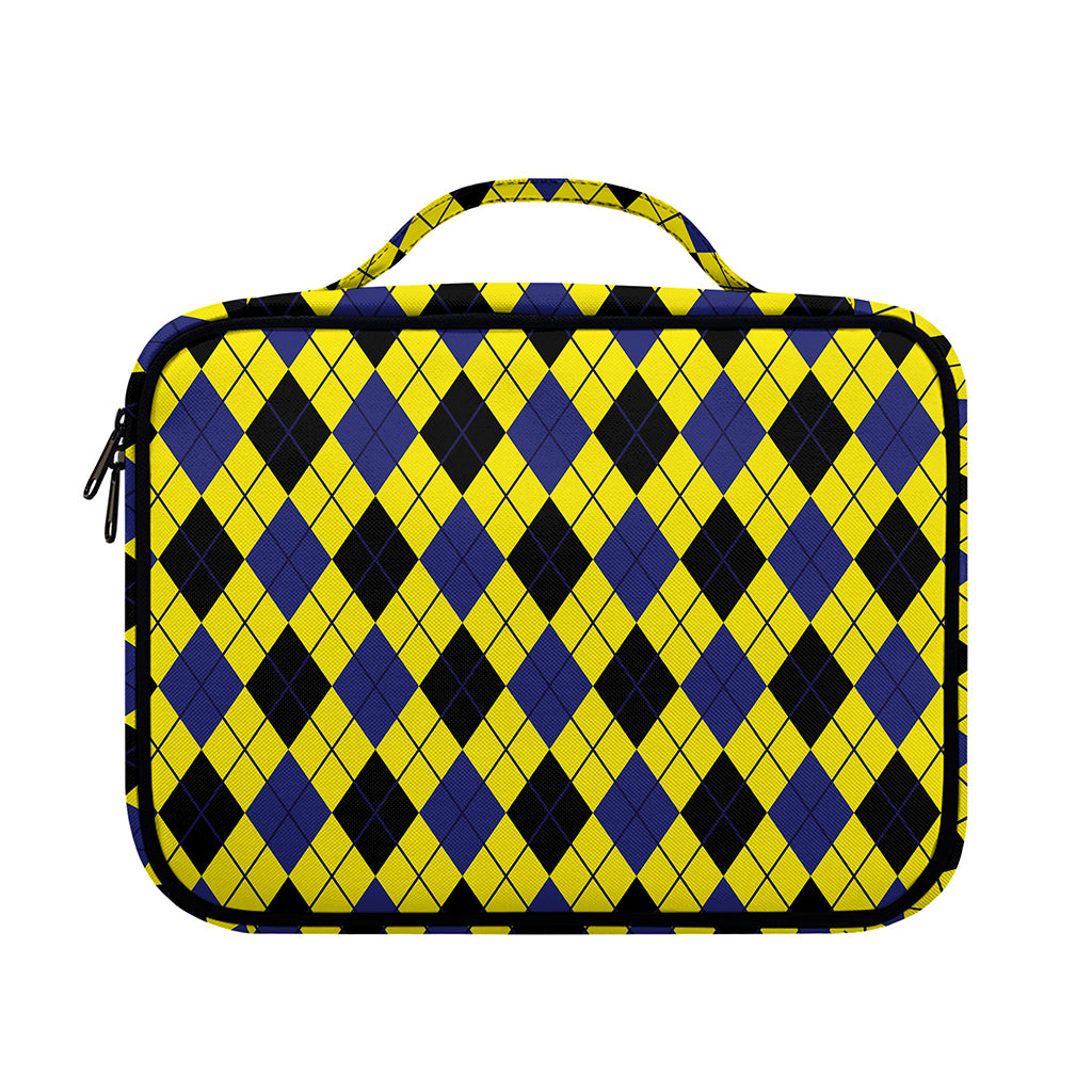Yellow Blue And Black Argyle Print Briefcase Bible Bag