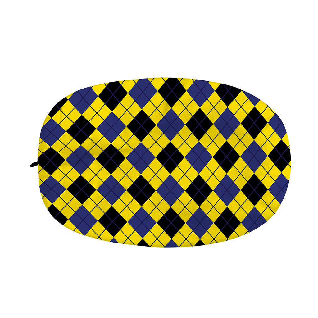Yellow Blue And Black Argyle Print Car Side Mirror Covers