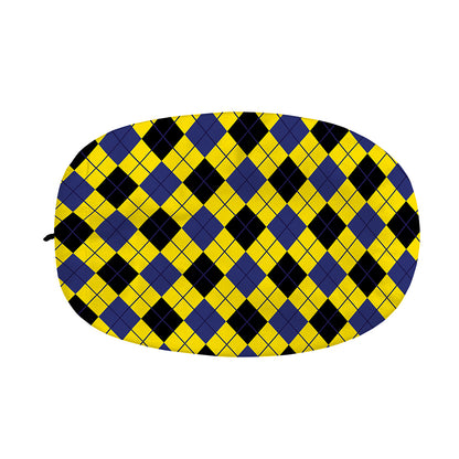 Yellow Blue And Black Argyle Print Car Side Mirror Covers