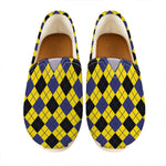 Yellow Blue And Black Argyle Print Casual Shoes