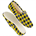 Yellow Blue And Black Argyle Print Casual Shoes