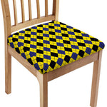 Yellow Blue And Black Argyle Print Chair Cushion Cover