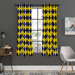 Yellow Blue And Black Argyle Print Curtain