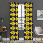 Yellow Blue And Black Argyle Print Curtain