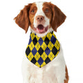 Yellow Blue And Black Argyle Print Dog Bandana