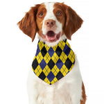 Yellow Blue And Black Argyle Print Dog Bandana