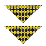 Yellow Blue And Black Argyle Print Dog Bandana