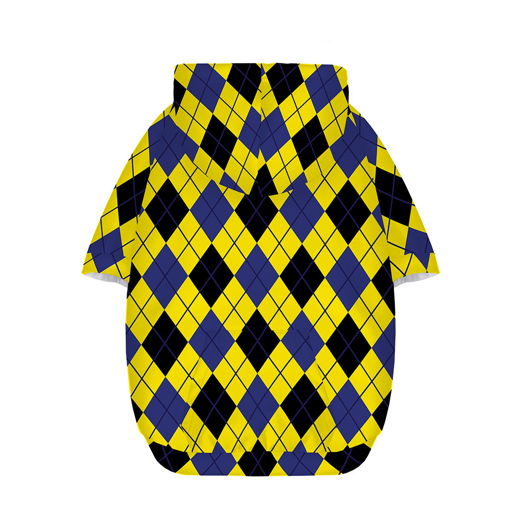 Yellow Blue And Black Argyle Print Dog Zip Up Hoodie
