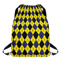 Yellow Blue And Black Argyle Print Drawstring Backpack